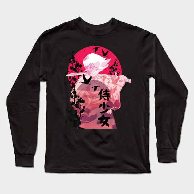 Samurai Girl Long Sleeve T-Shirt by Kali Space